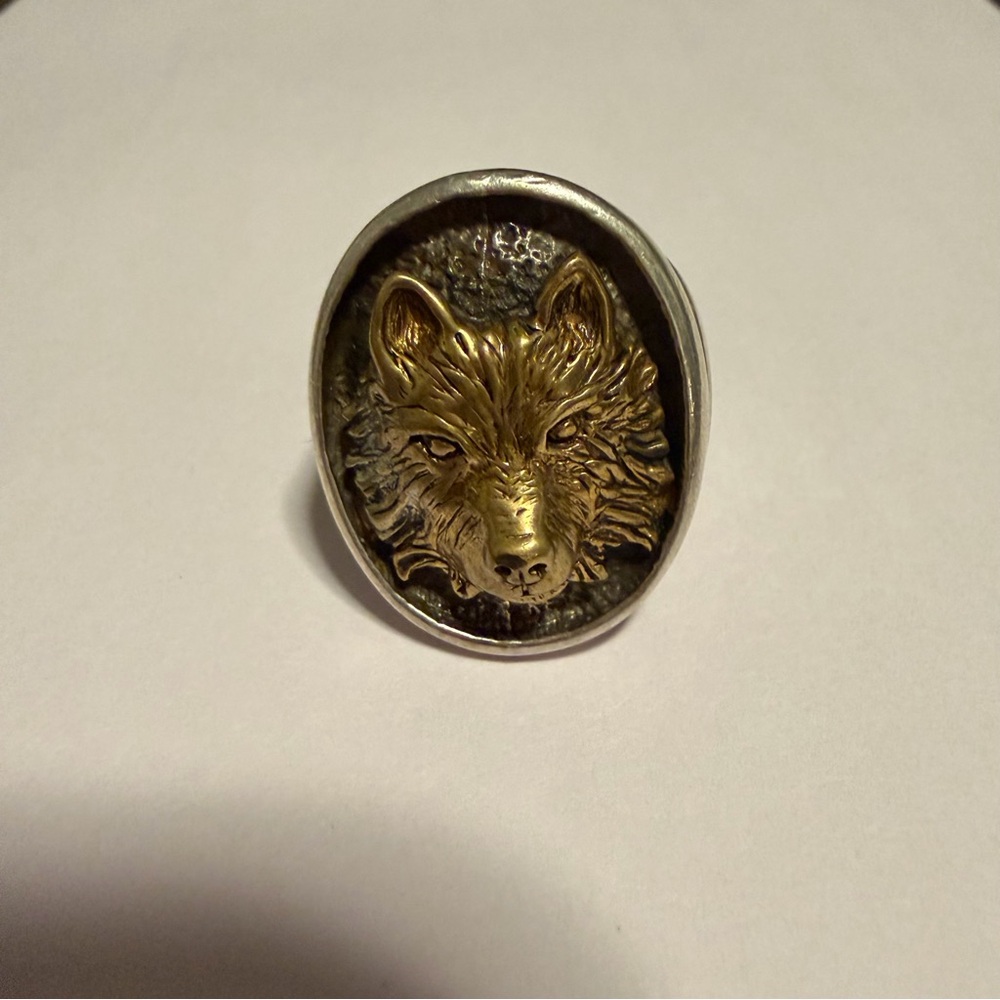 Rare Vintage Ted Ott Navajo Sterling Silver 925 Engraved Wolf Ring Mens Size 8.5